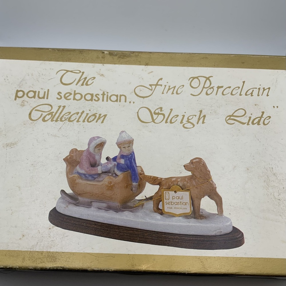 VTG‎ Paul Sebastian Fine Porcelain Sleigh Ride Holiday Figurine Children MEICO